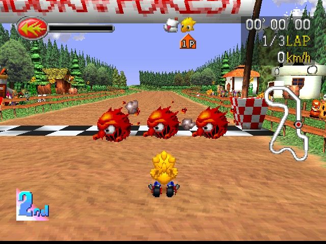 Chocobo Racing (PlayStation) screenshot: Bomb countdown