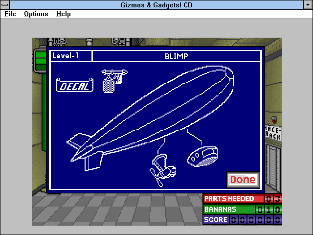 Super Solvers: Gizmos & Gadgets! (Windows 3.x) screenshot: Blimp blueprints