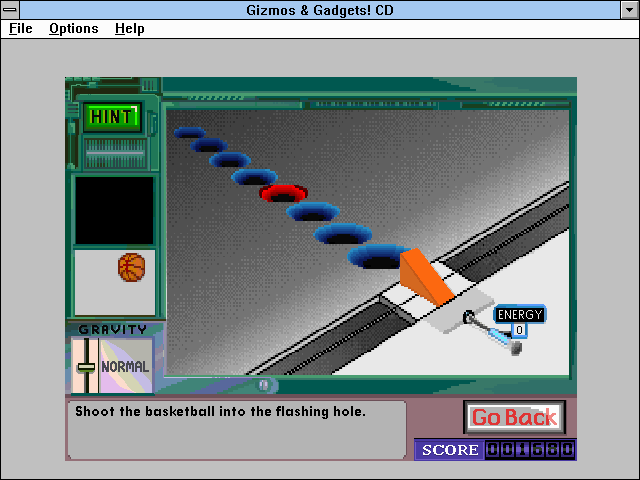 Super Solvers: Gizmos & Gadgets! (Windows 3.x) screenshot: Gravity puzzle