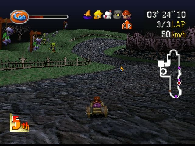 Chocobo Racing (PlayStation) screenshot: It may seem childish but it can be quite difficult at times