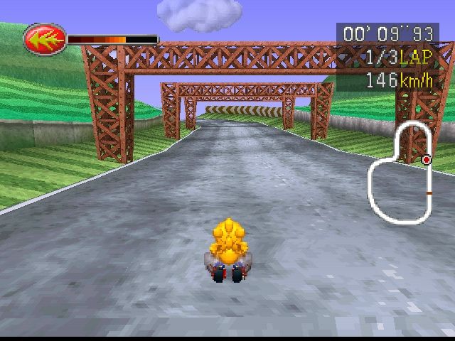 Chocobo Racing (PlayStation) screenshot: The first time you race you actually race alone