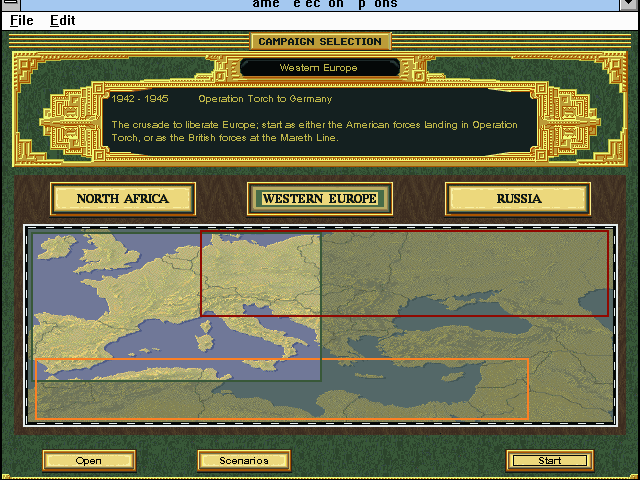 Allied General (Windows 3.x) screenshot: Campaign selection