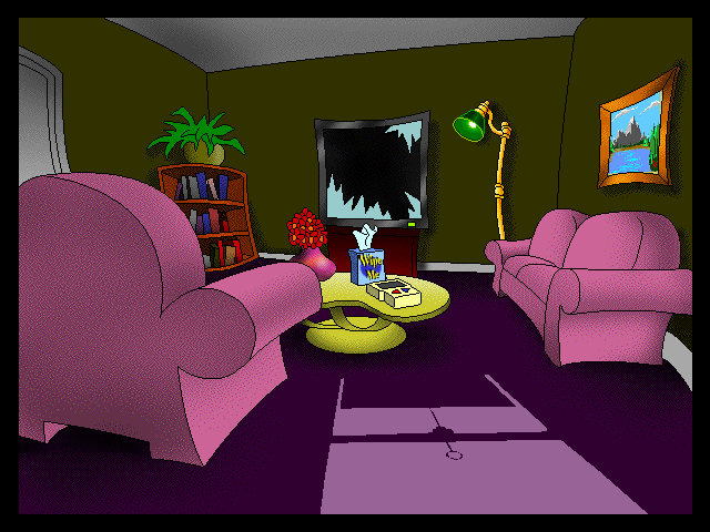 Stay Tooned! (Windows 3.x) screenshot: Living room as a cartoon