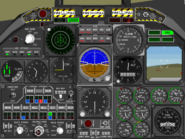 A-10 Attack! (Macintosh) screenshot: Full instrumentation view.