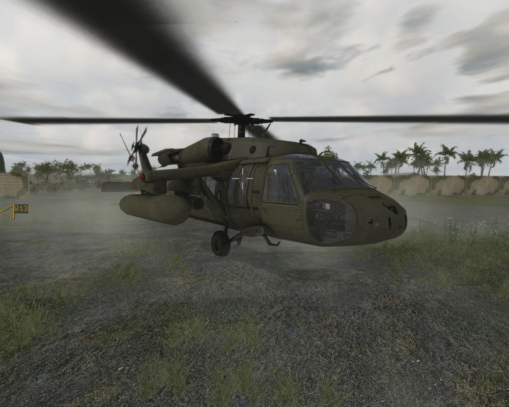ArmA: Combat Operations (Windows) screenshot: Isn't she a beauty? The Sikorsky UH-60 transport helicopter or short: Blackhawk.