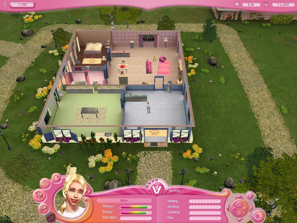 Pet Vet 3D: Animal Hospital (Windows) screenshot: A dollhouse view of the interior