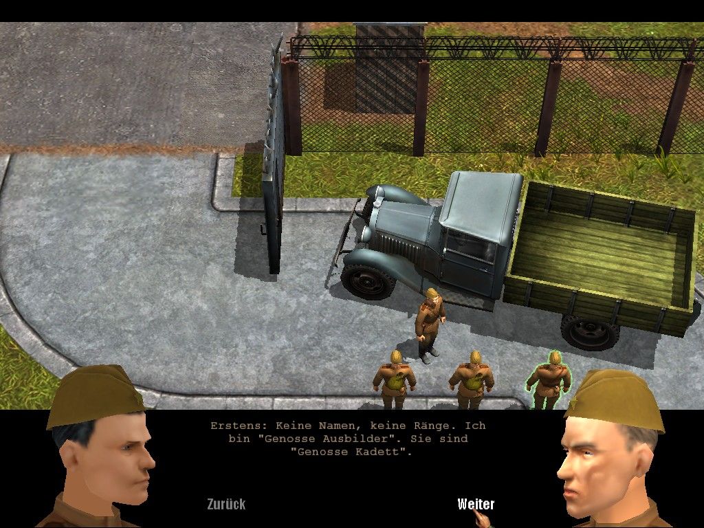 Hammer & Sickle (Windows) screenshot: Talking with your drill instructor.