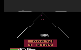 Enduro (Atari 2600) screenshot: Driving at night