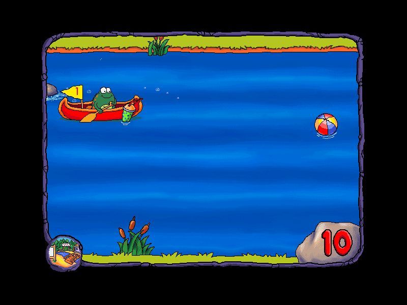 Huggly Saves the Turtles: Thinking Adventures (Windows) screenshot: Collecting junk on the river