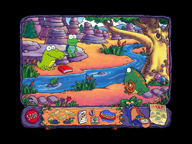 Huggly Saves the Turtles: Thinking Adventures (Windows) screenshot: Getting ready to do a Tarzan swing