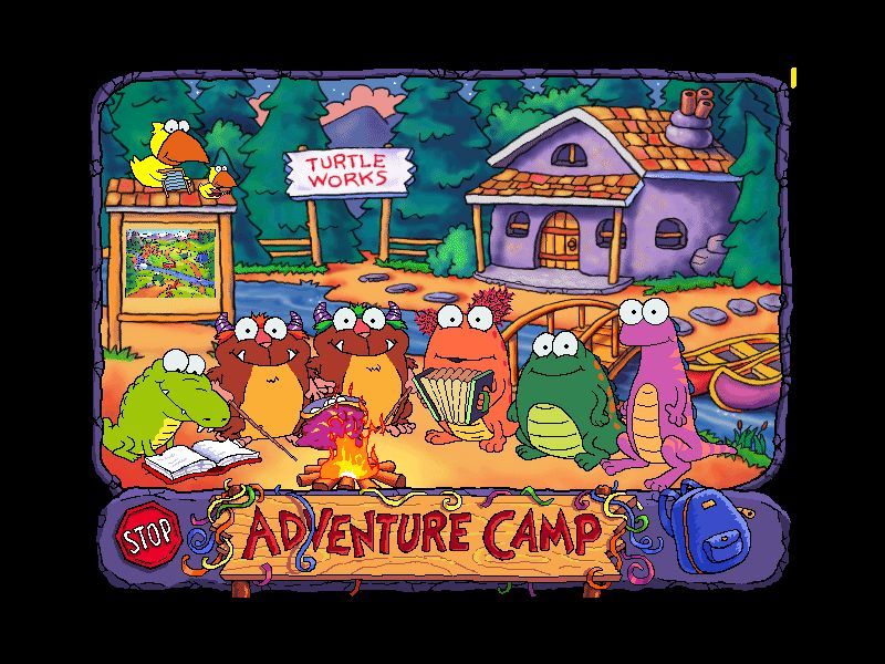 Huggly Saves the Turtles: Thinking Adventures (Windows) screenshot: Celebrating around the campfire