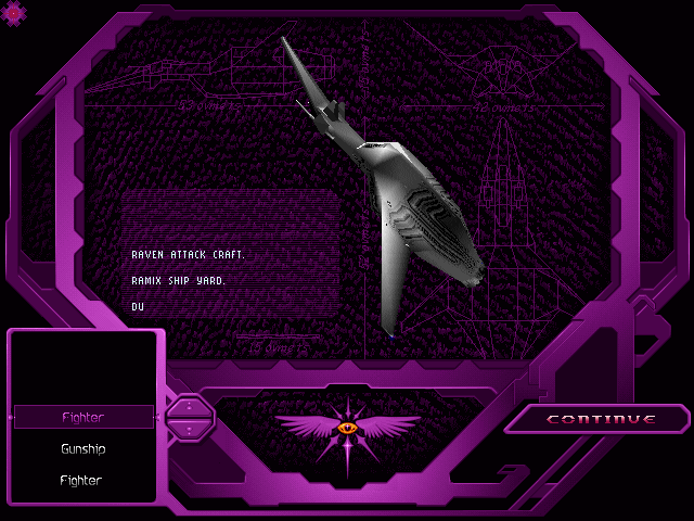 Darklight Conflict (DOS) screenshot: Raven attack craft
