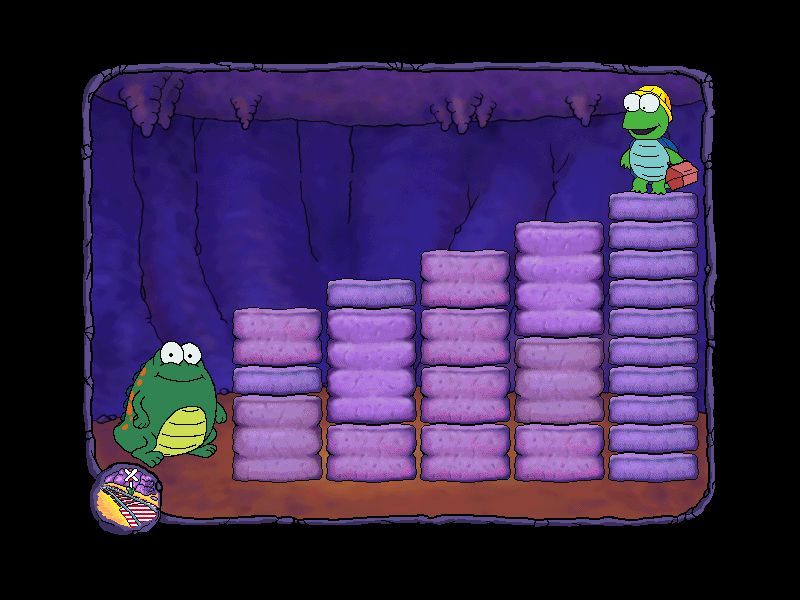 Huggly Saves the Turtles: Thinking Adventures (Windows) screenshot: The rocks had to be stacked so each step was only one rock deep