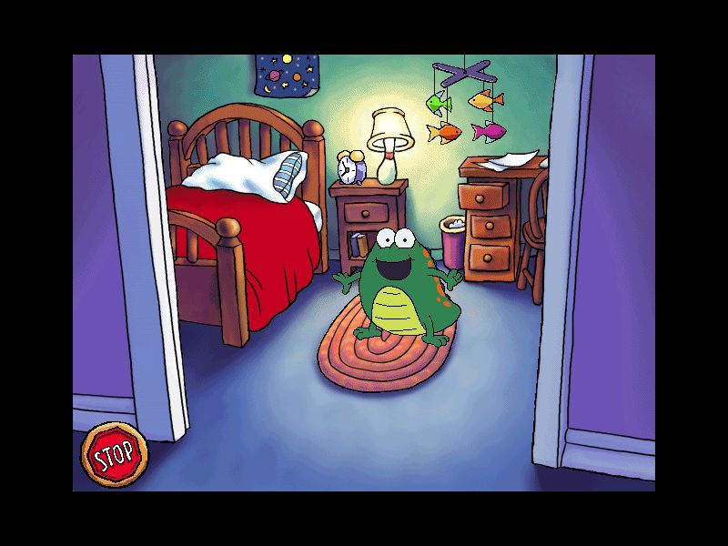 Huggly Saves the Turtles: Thinking Adventures (Windows) screenshot: Ahuman's room. Huggly is actually the monster under the bed!
