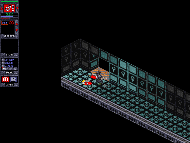Gender Wars (DOS) screenshot: Corridor with dead bodies
