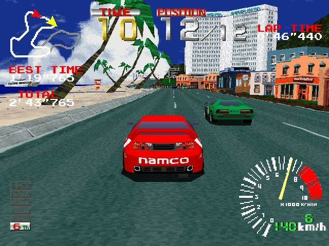 Ridge Racer (PlayStation) screenshot: Struggling for a better position.