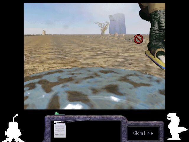 The Space Bar (Windows) screenshot: Being stranded in the desert with Thud, mailbox and an air-crush.