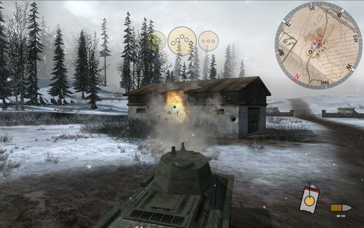 First Battalion (Windows) screenshot: The graphical realism is impressive in this game, note the holes of the shells on the wall of that building.