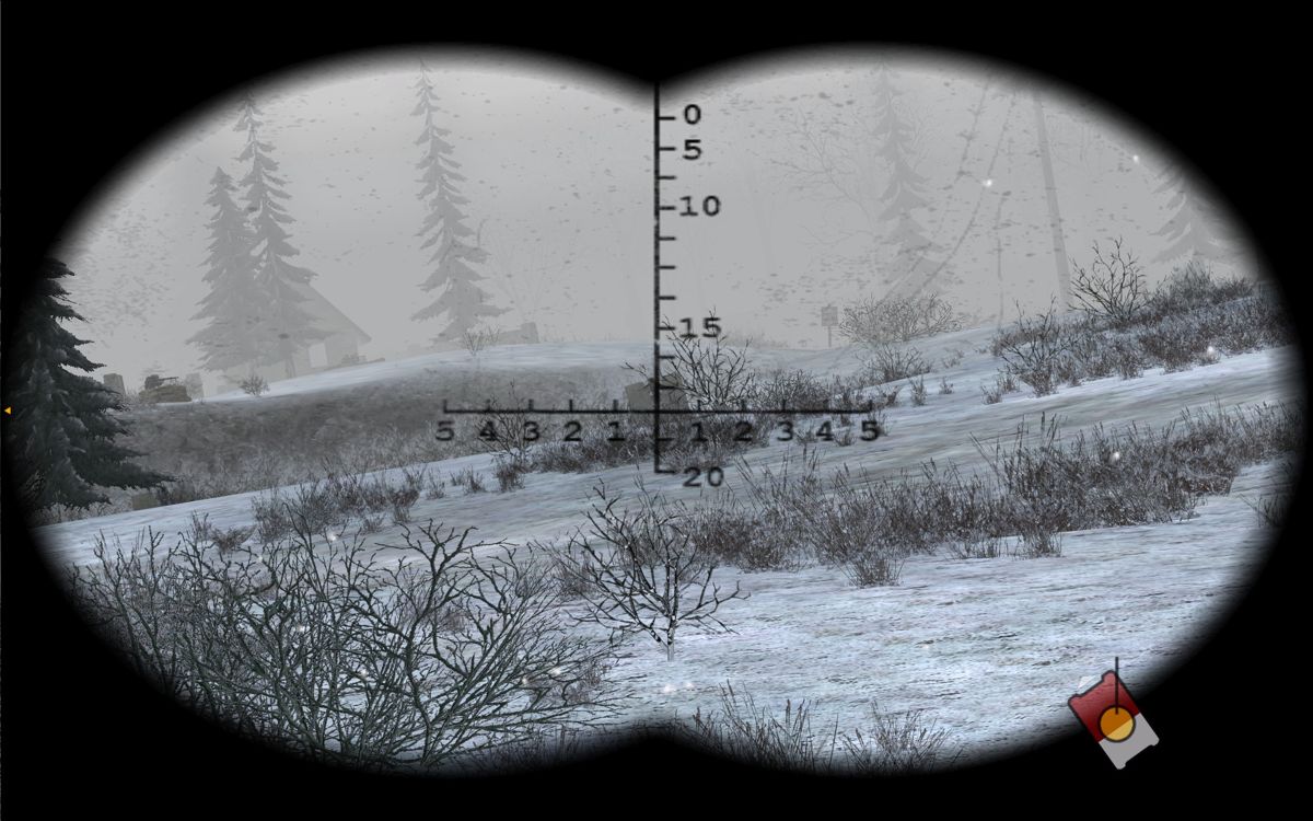 First Battalion (Windows) screenshot: Checking out an enemy flak gun with the binoculars.