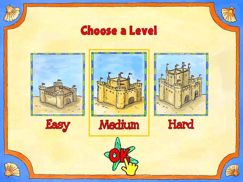 Arthur's Sand Castle Contest (Windows) screenshot: Choose a difficulty level