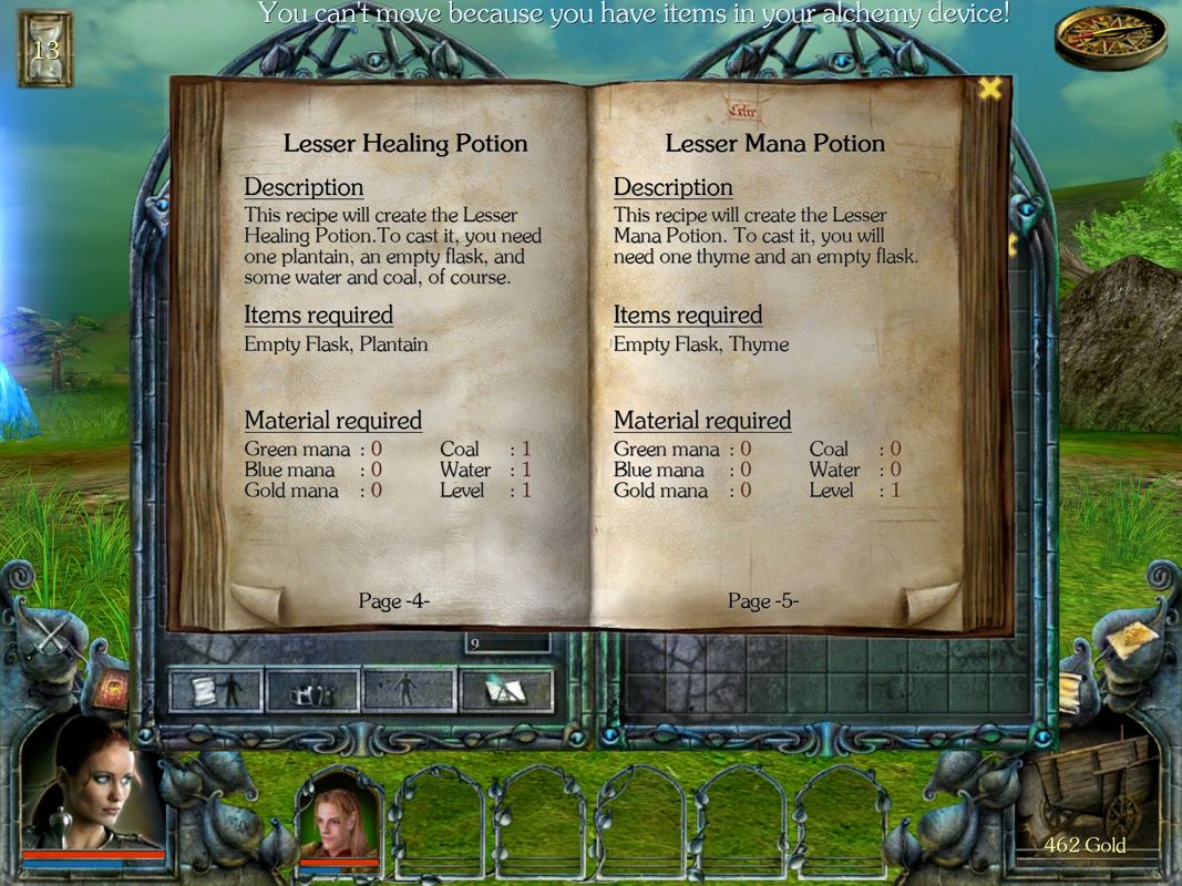 Gods: Lands of Infinity - Special Edition (Windows) screenshot: The Alchemy book with all the recipes