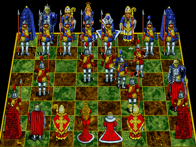 Battle Chess: Enhanced CD-ROM (DOS) screenshot: Pawn takes pawn.