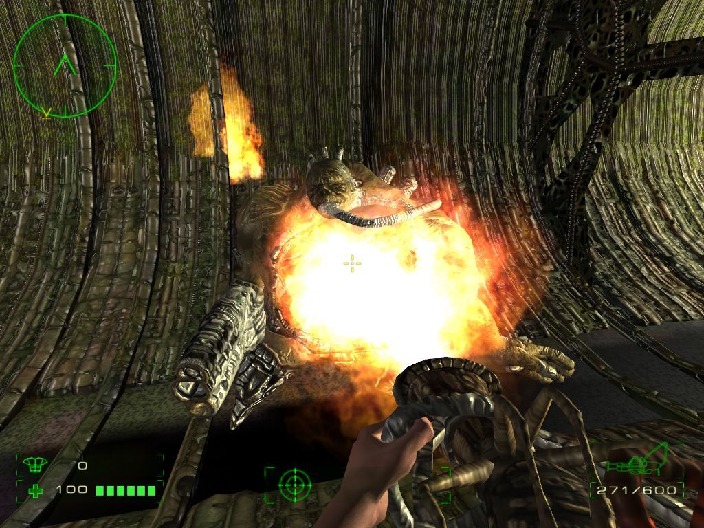 Operation: Matriarchy (Windows) screenshot: Letting loose with the flamethrower.