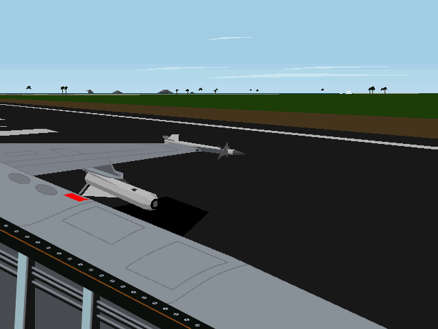 F/A-18 Hornet 2.0 (Macintosh) screenshot: Left Wing with Sidewinder and Maverick