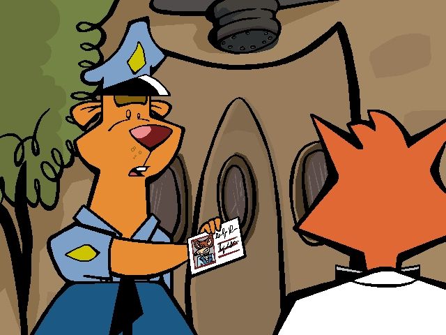 Spy Fox 2: "Some Assembly Required" (Windows) screenshot: Spy Fox learns he needs to make, um, find himself a proper ID