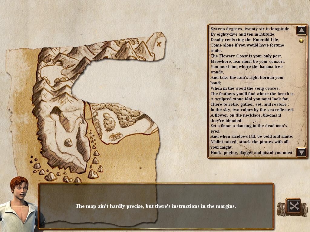 Destination: Treasure Island (Windows) screenshot: Partial map and a riddle. How classic.