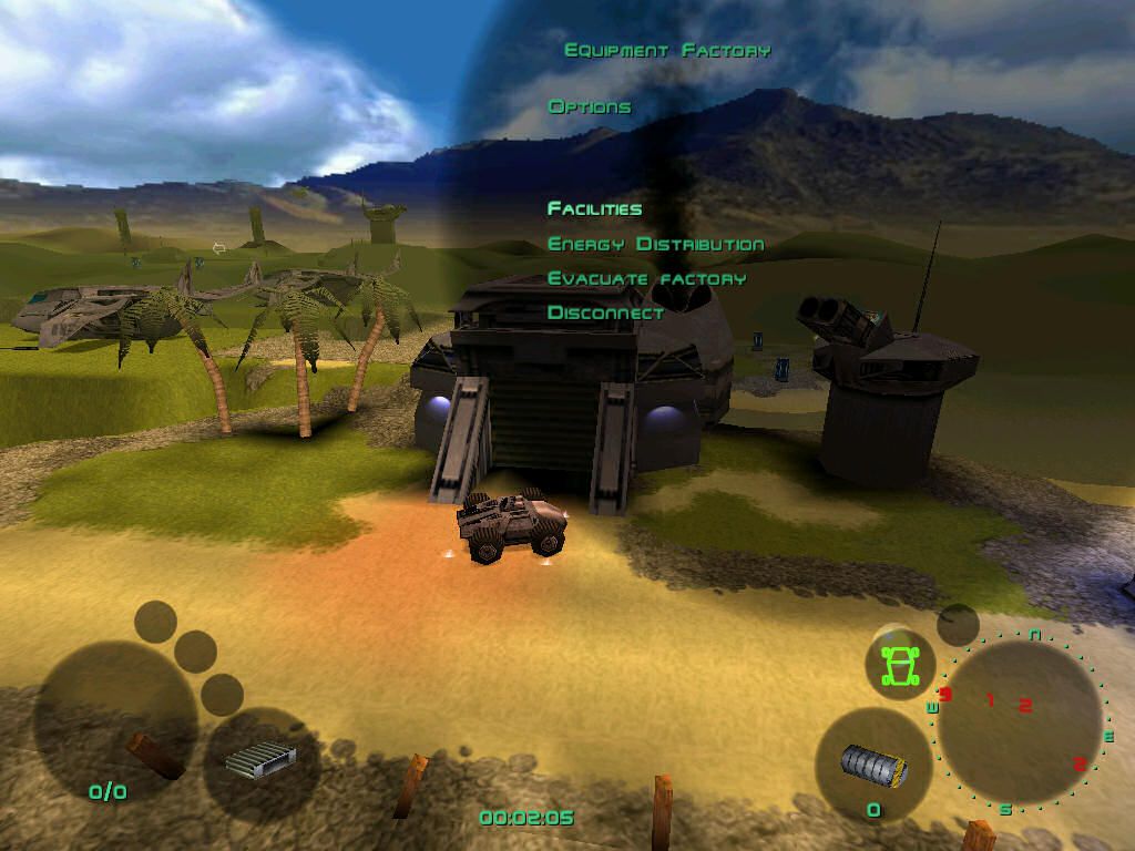 Infestation (Windows) screenshot: Near an upgrading factory, this one gives us an "jeep" upgrade.