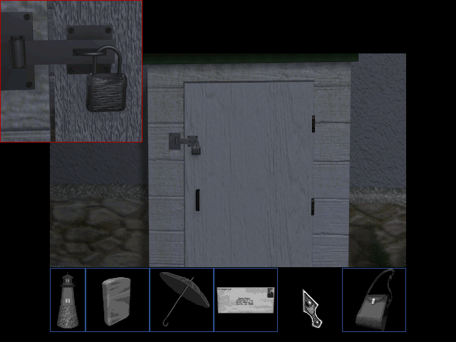Lighthouse: The Dark Being (DOS) screenshot: Tool shack door