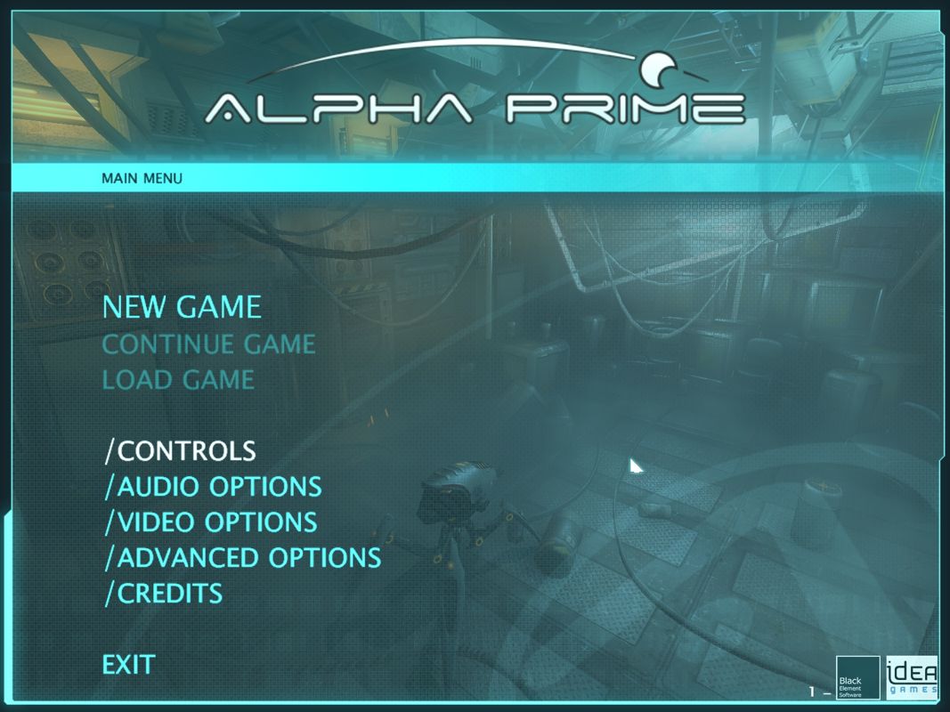 Alpha Prime (Windows) screenshot: Main menu
