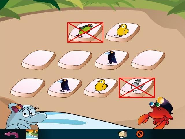 Ziggi's First ABCs (Windows) screenshot: This crab has laid out a memory game