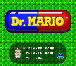Tetris & Dr. Mario (SNES) screenshot: Dr. Mario title screen with the main menu.