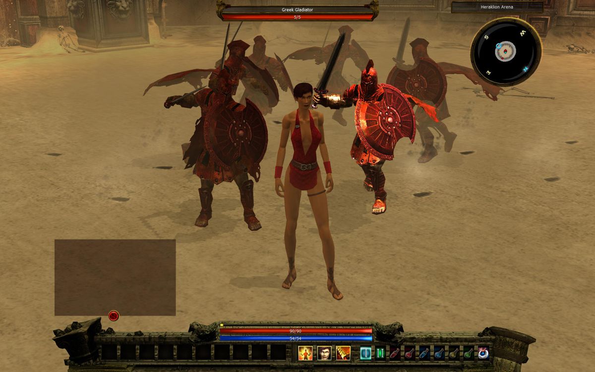Loki: Heroes of Mythology (Windows) screenshot: Greek campaign: At the arena with the gladiators.