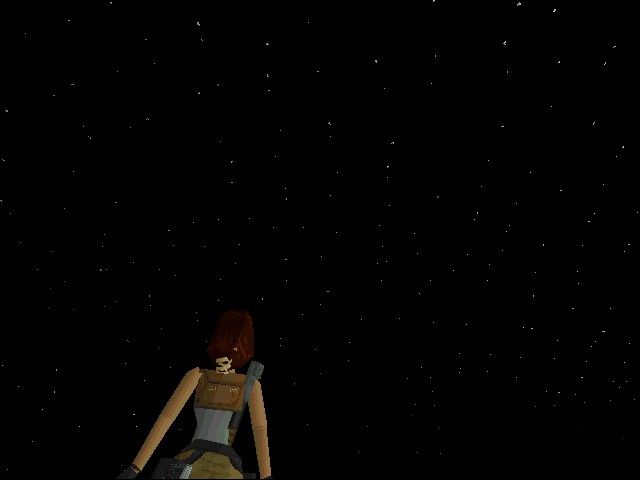 Tomb Raider: Gold (DOS) screenshot: Lara... in space!
