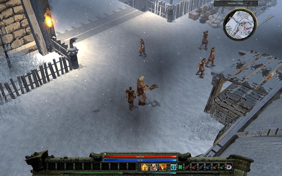 Loki: Heroes of Mythology (Windows) screenshot: The starting village for the Norse character.