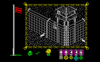 The Great Escape (ZX Spectrum) screenshot: Beware of the dogs.