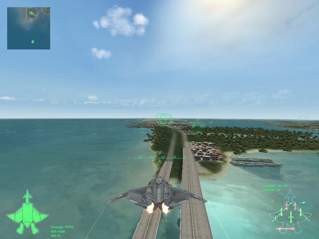 JetFighter 2015 (Windows) screenshot: we can see some primary targets ahead