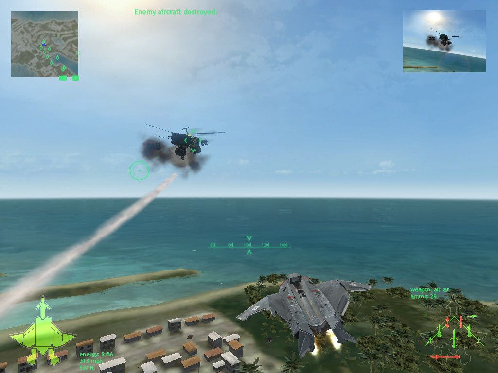 JetFighter 2015 (Windows) screenshot: air to air missile... eat that, sucker!