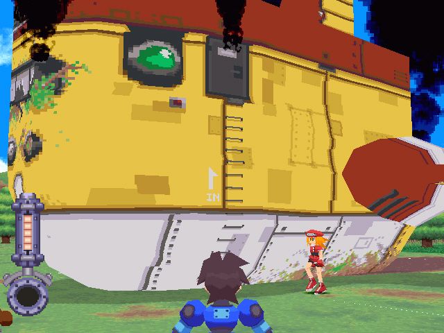 Mega Man Legends (Windows) screenshot: Well, any landing you can walk away from...