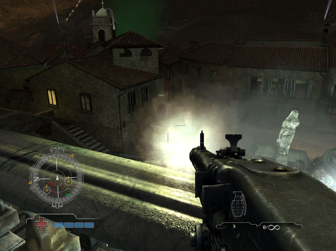 Medal of Honor: Airborne (Windows) screenshot: Using the machine gun to spread some death.
