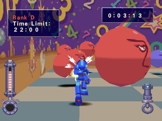 Mega Man Legends (Windows) screenshot: Another mini-game: try to destroy the red balloons!