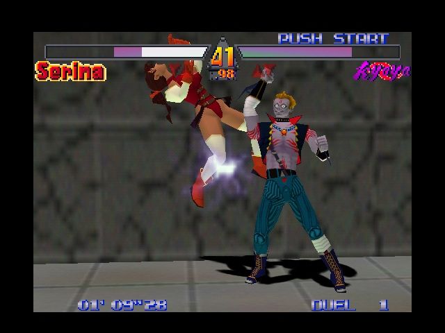 Deadly Arts (Nintendo 64) screenshot: Kyoya doing an uppercut on Serina.