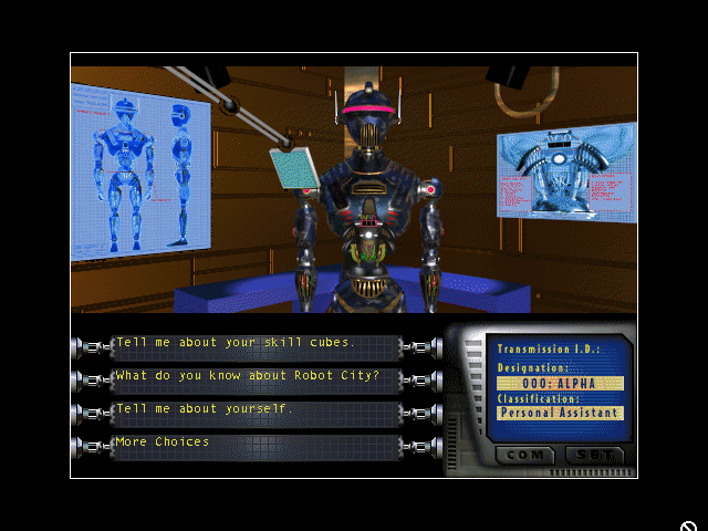 Robot City (Windows 3.x) screenshot: Talking with the newly built robot