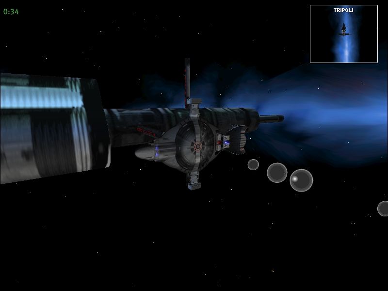 Independence War: The Starship Simulator (Windows) screenshot: The Dreadnaught has docked with the space station.