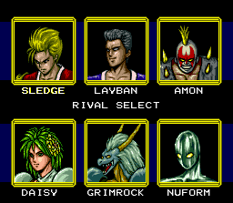 Doomsday Warrior (SNES) screenshot: Battle Select