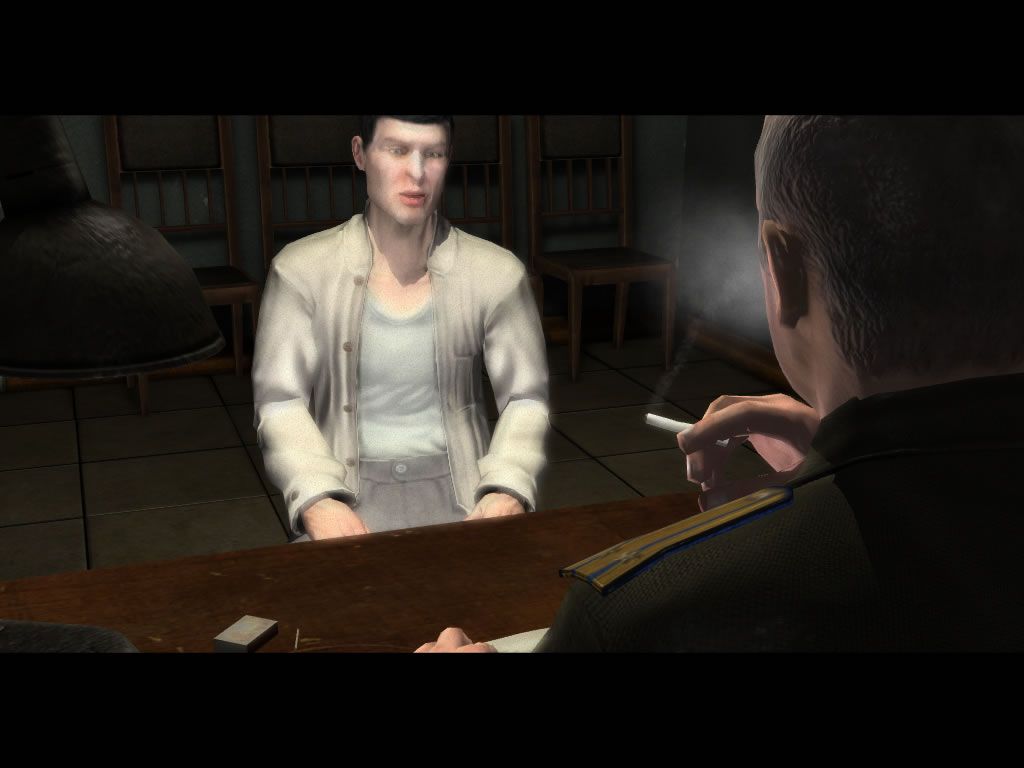 Death to Spies (Windows) screenshot: Cut-scene sequence: Semion is being interrogated.