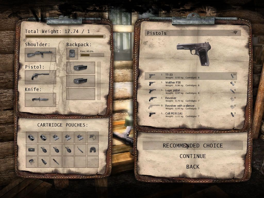 Death to Spies (Windows) screenshot: Weapon selection